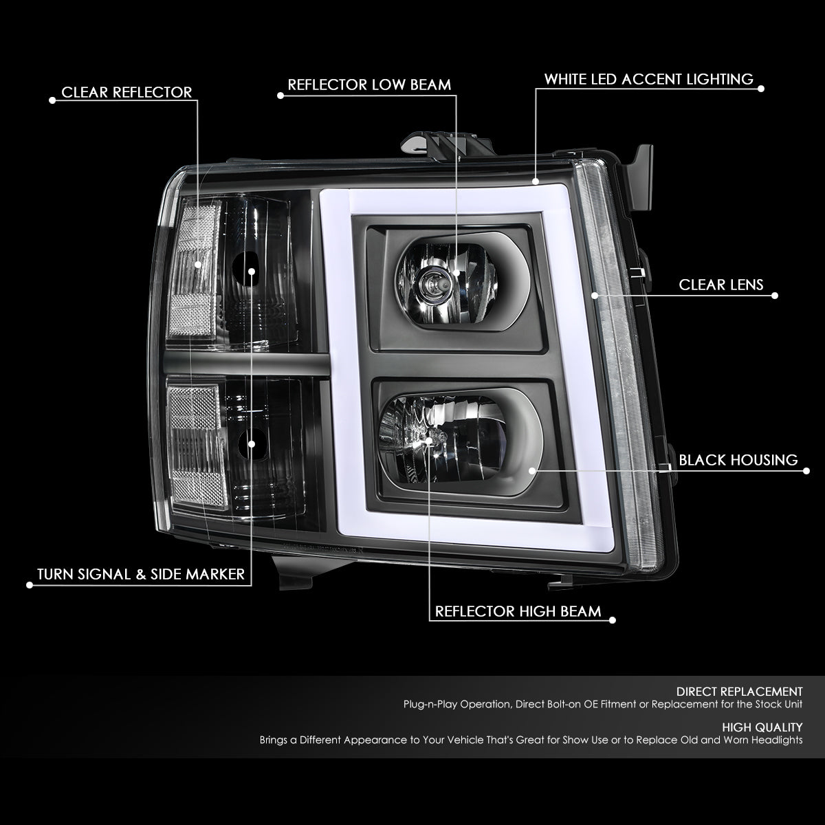 Factory Style Headlights<br>07-13 Chevy 1500 2500HD 3500