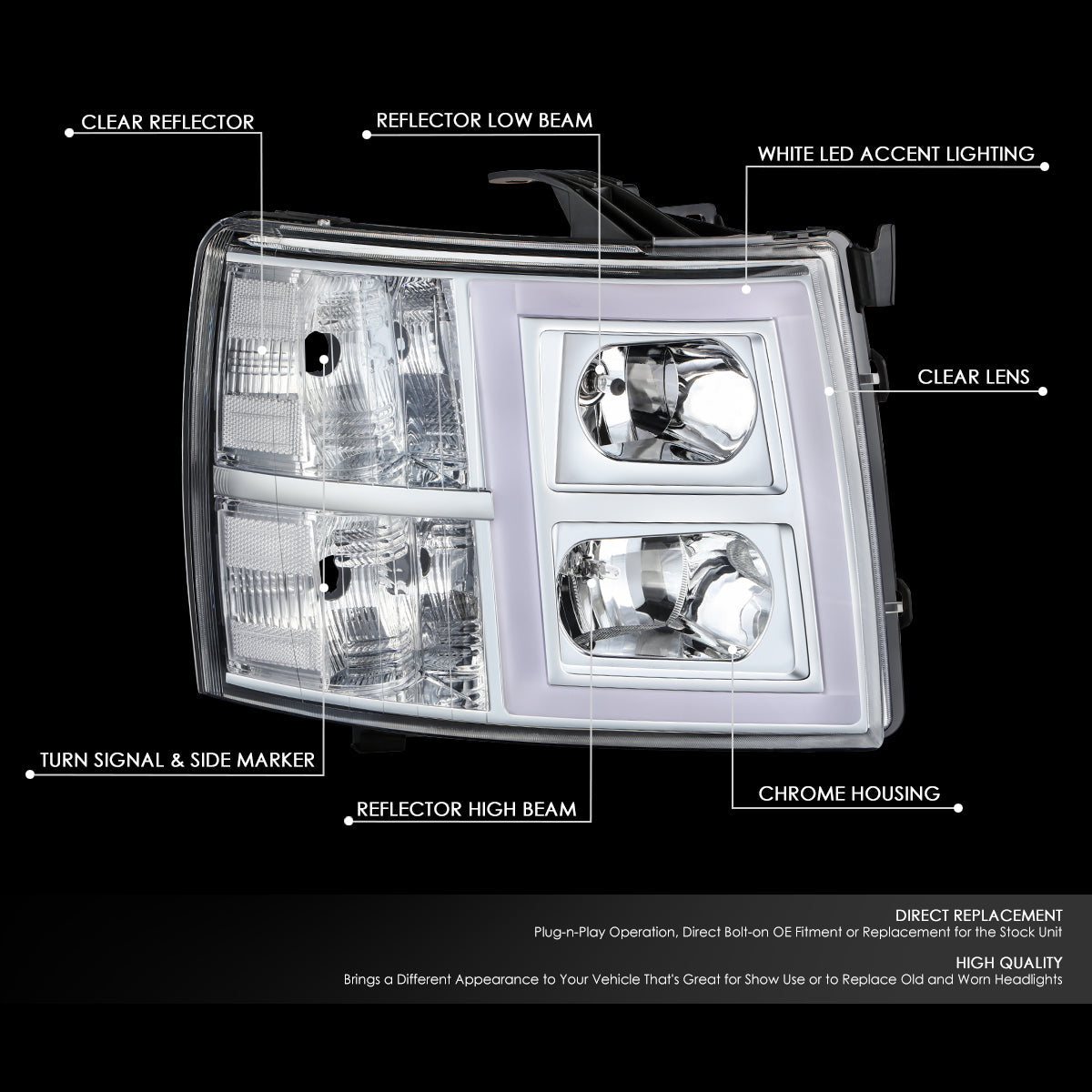 Factory Style Headlights<br>07-13 Chevy 1500 2500HD 3500