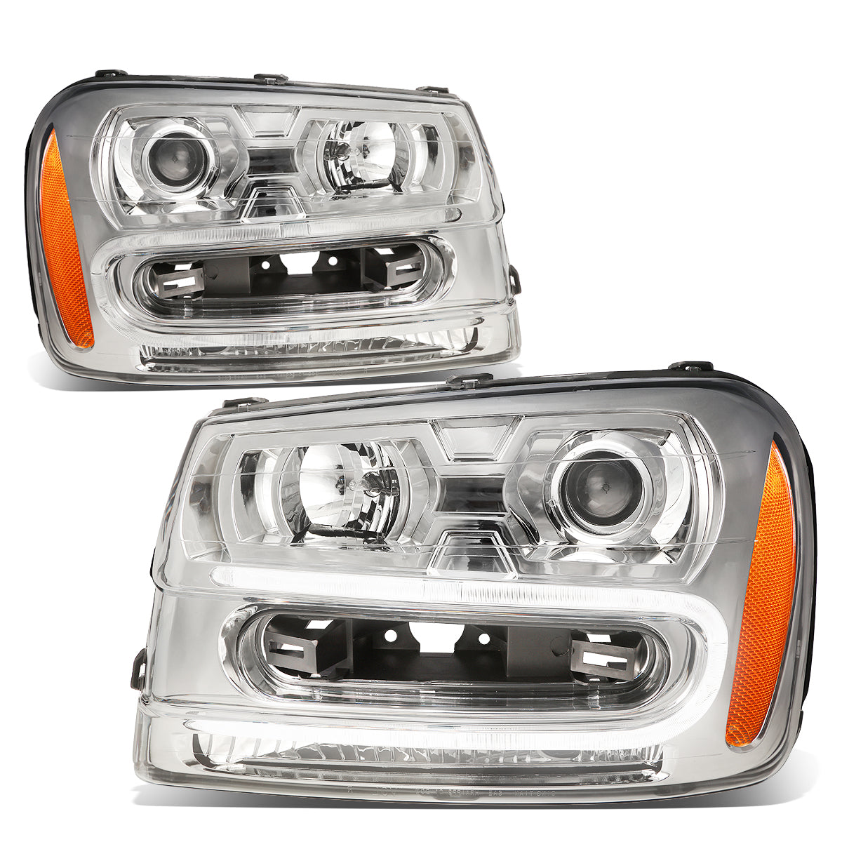 LED DRL Projector Headlights<br>02-09 Chevy Trailblazer