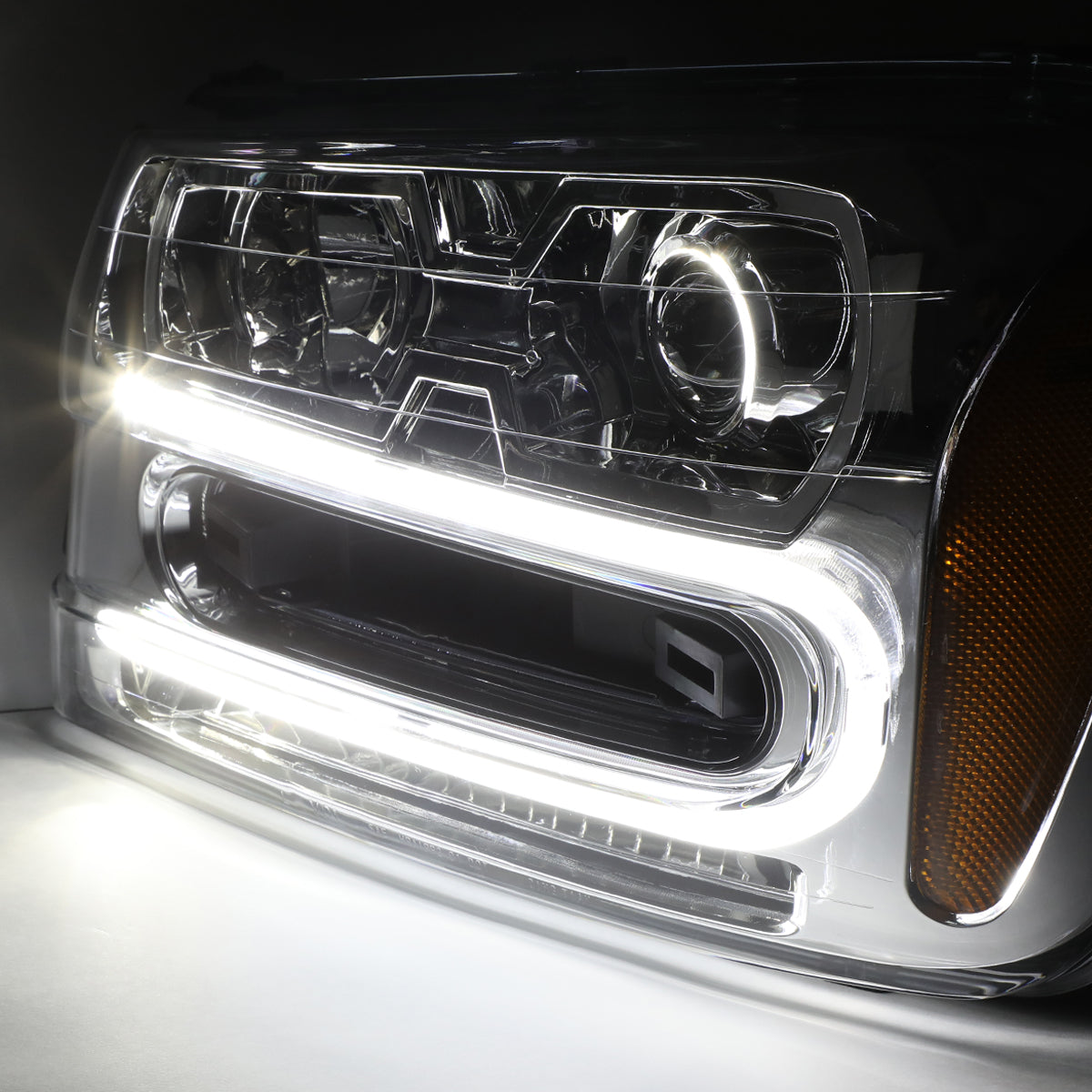 LED DRL Projector Headlights<br>02-09 Chevy Trailblazer