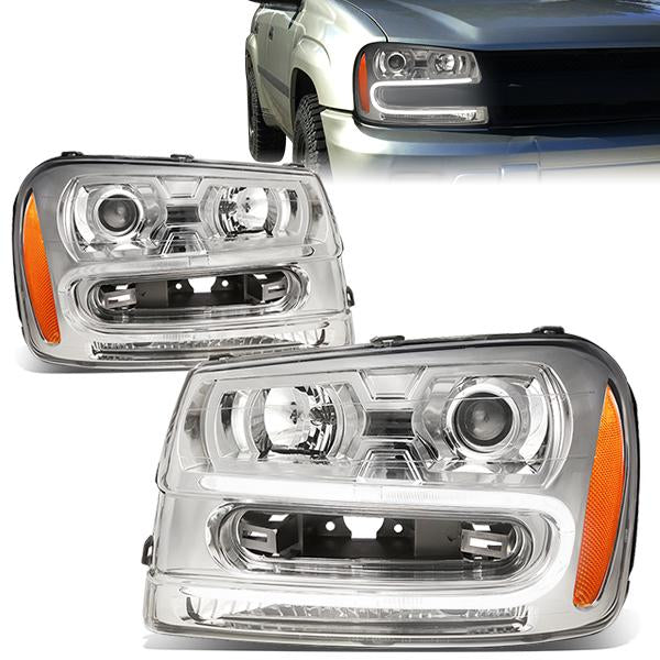 LED DRL Projector Headlights<br>02-09 Chevy Trailblazer