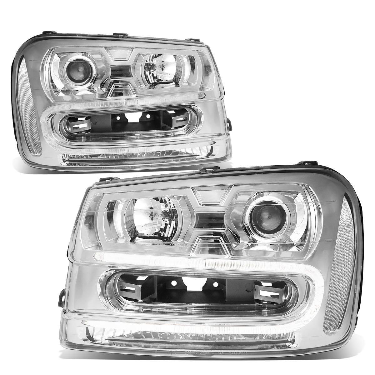 LED DRL Projector Headlights<br>02-09 Chevy Trailblazer