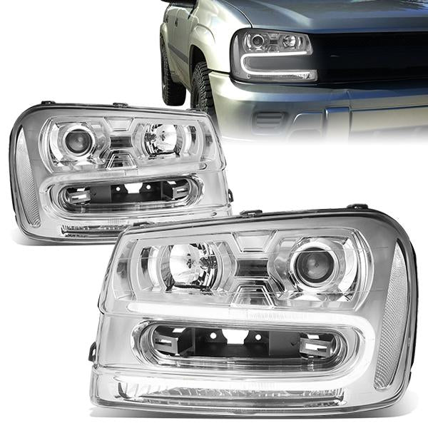 LED DRL Projector Headlights<br>02-09 Chevy Trailblazer