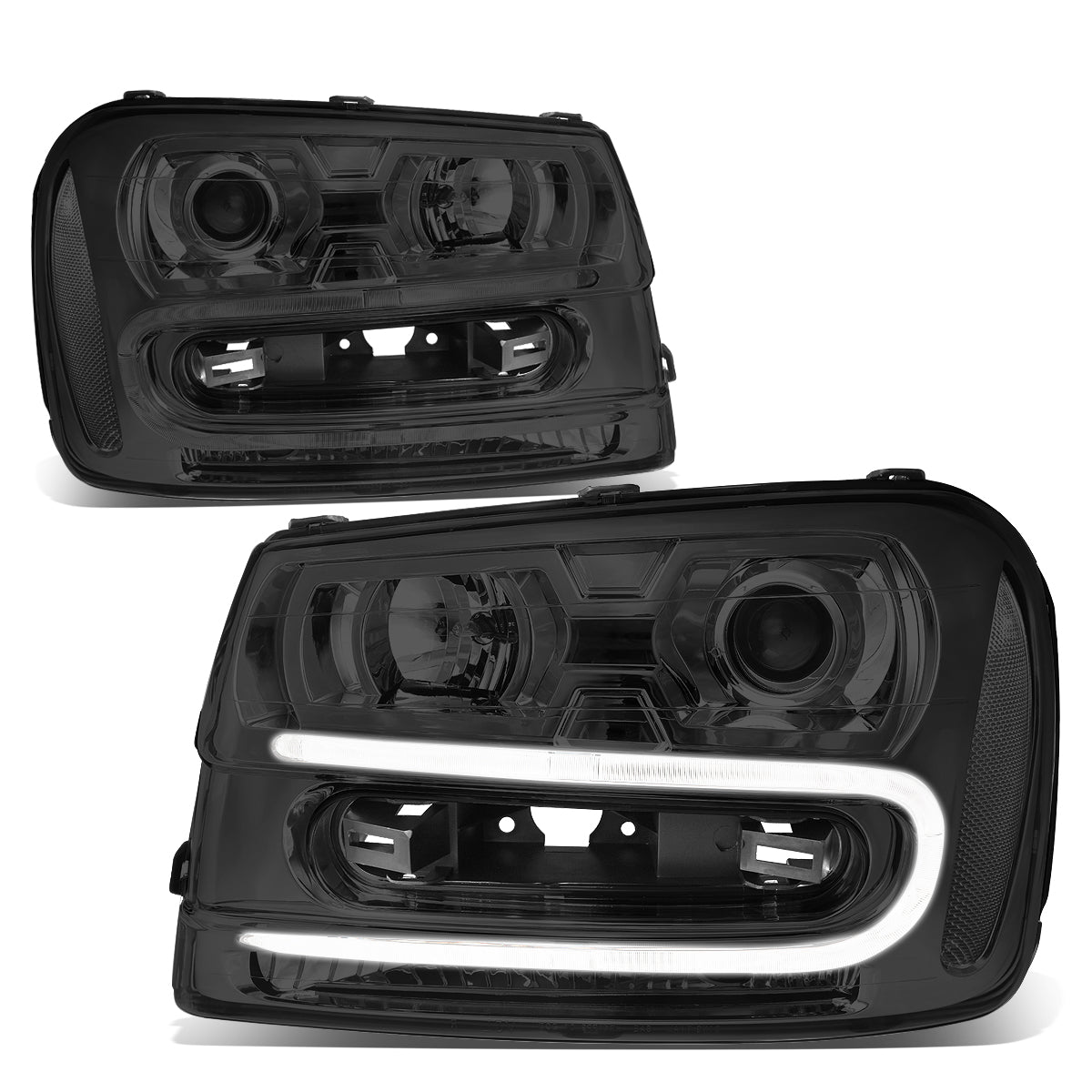 LED DRL Projector Headlights<br>02-09 Chevy Trailblazer