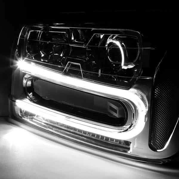 LED DRL Projector Headlights<br>02-09 Chevy Trailblazer