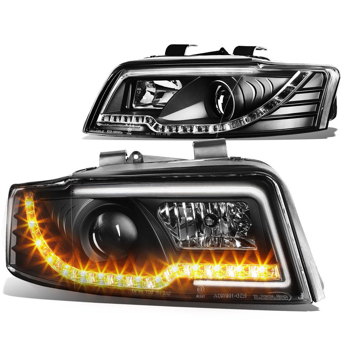 LED DRL Projector Headlights<br>02-05 Audi A4 B6, 04-05 S4 B6 Quattro