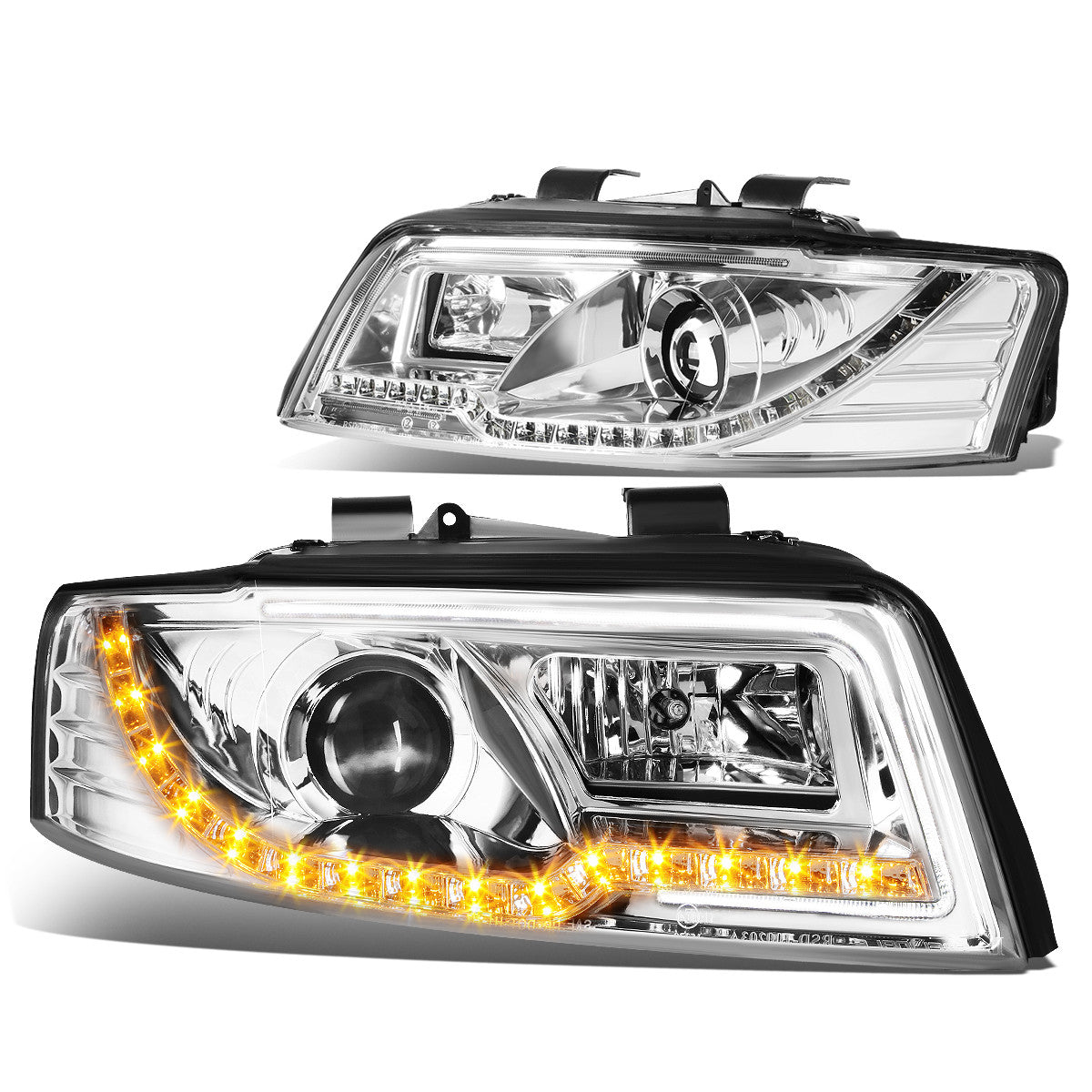 LED DRL Projector Headlights<br>02-05 Audi A4 B6, 04-05 S4 B6 Quattro