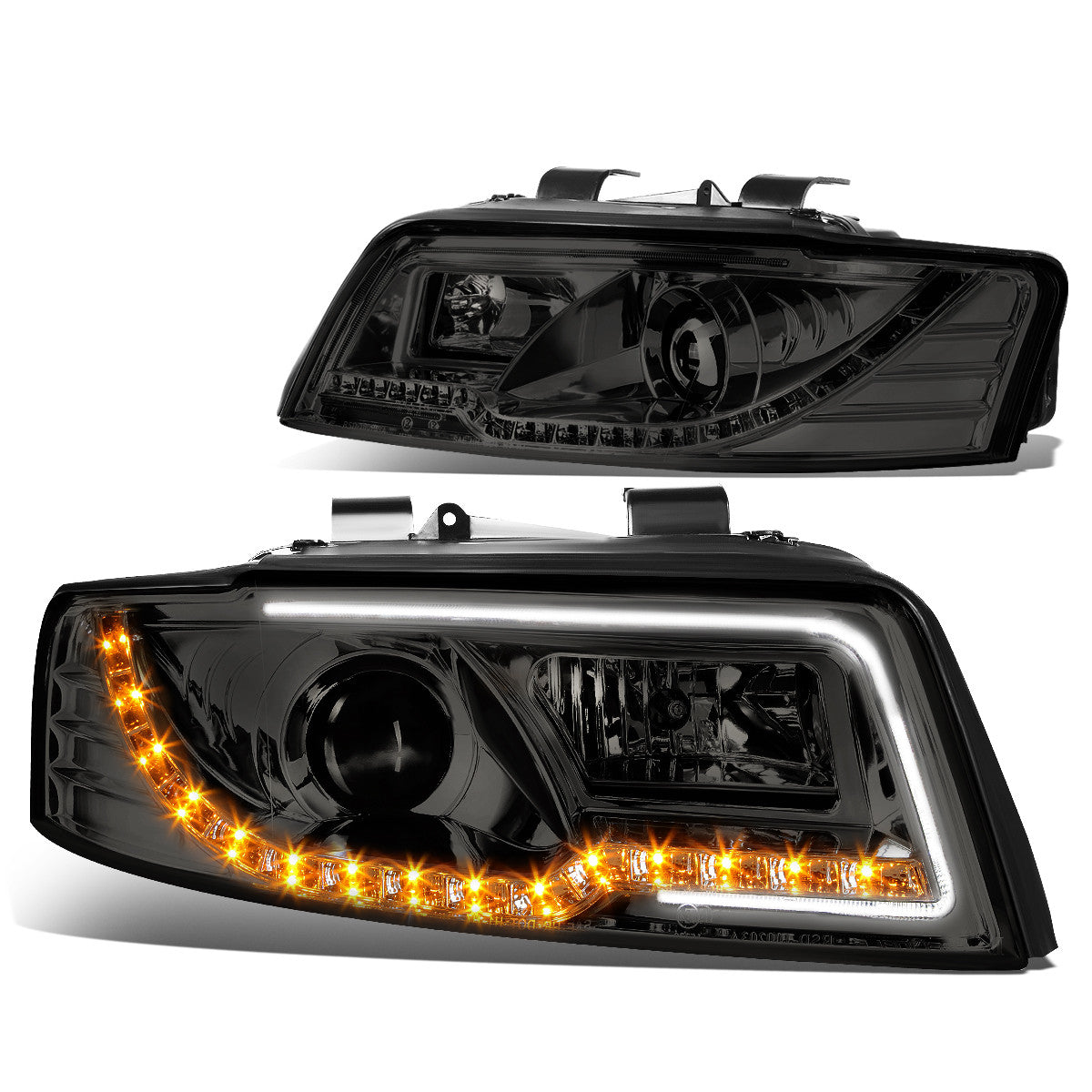 LED DRL Projector Headlights<br>02-05 Audi A4 B6, 04-05 S4 B6 Quattro