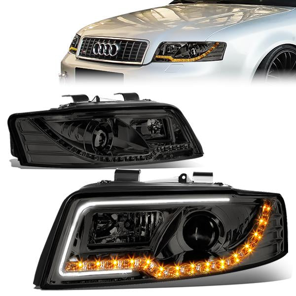 LED DRL Projector Headlights<br>02-05 Audi A4 B6, 04-05 S4 B6 Quattro