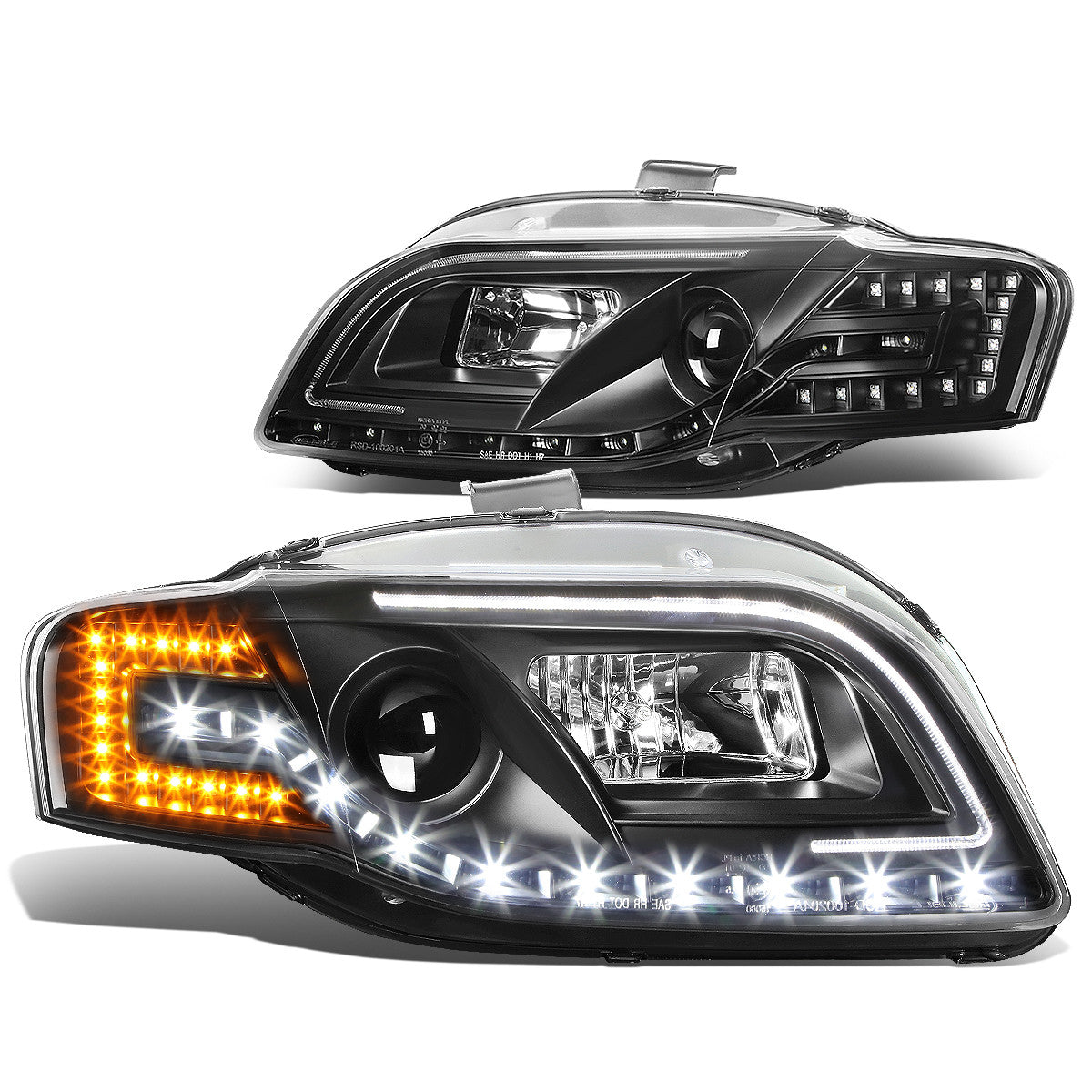 LED DRL Projector Headlights<br>05-08 Audi A4, 06-08 S4