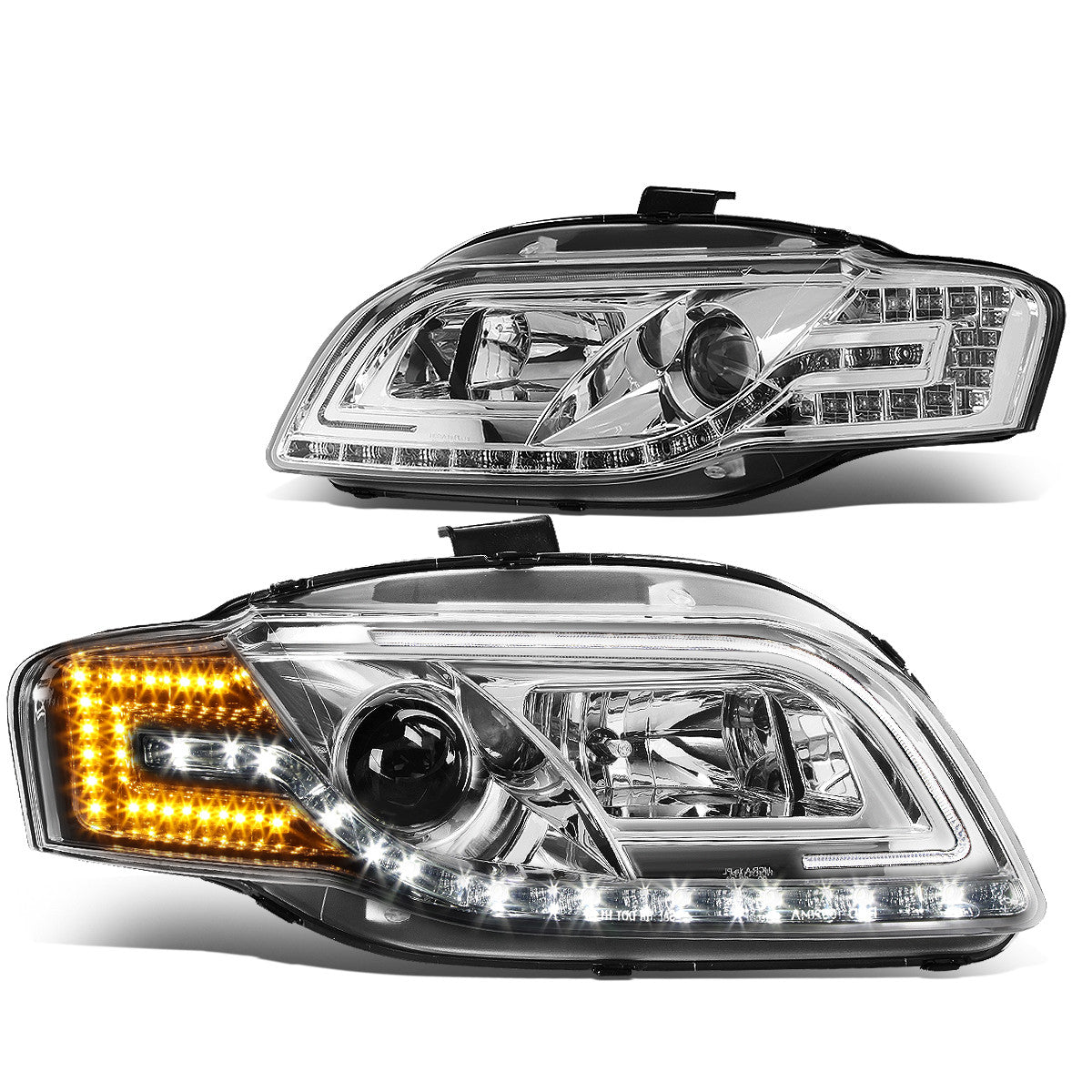 LED DRL Projector Headlights<br>05-08 Audi A4, 06-08 S4