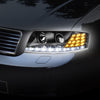 LED DRL Projector Headlights<br>02-04 Audi A6 Quattro