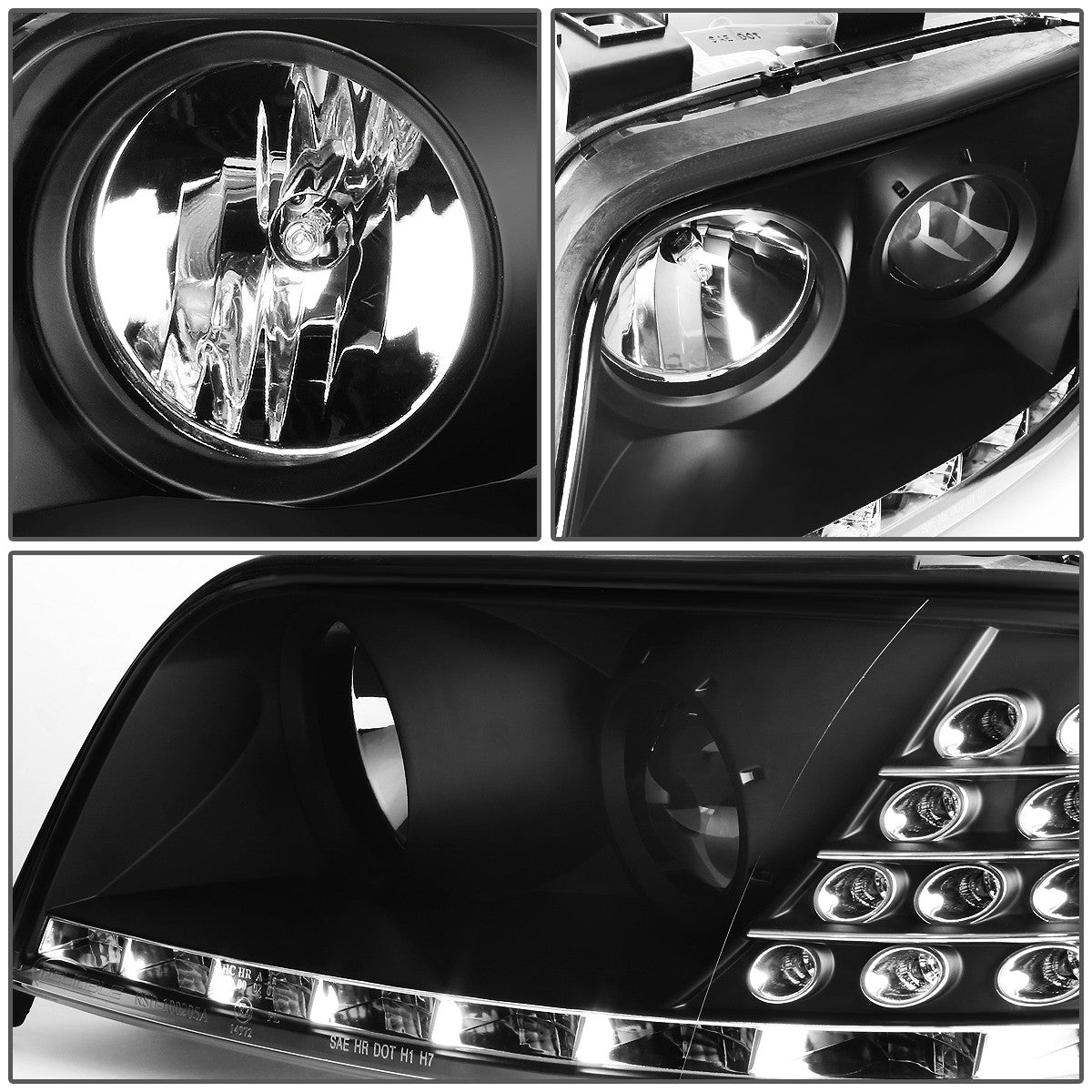 LED DRL Projector Headlights<br>02-04 Audi A6 Quattro