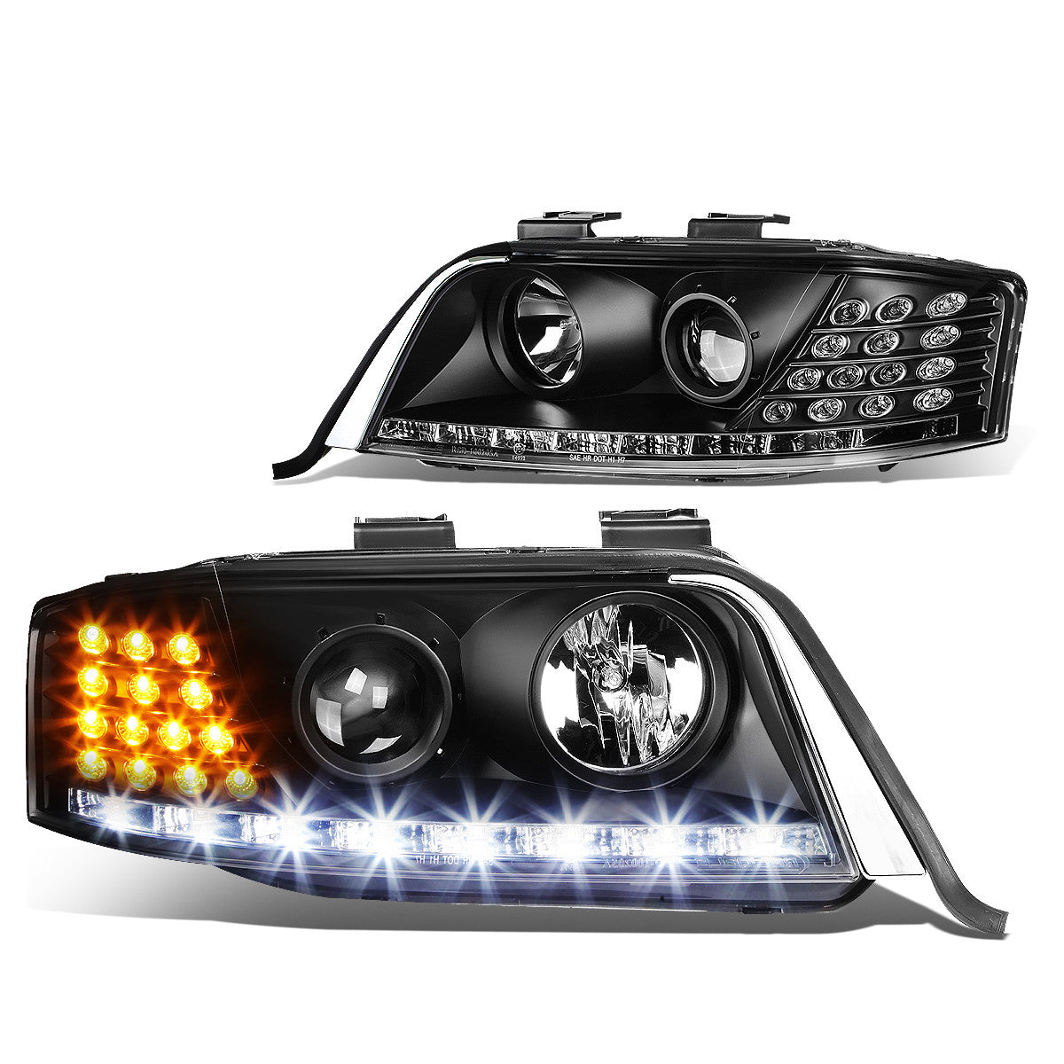 LED DRL Projector Headlights<br>98-01 Audi A6 Quattro