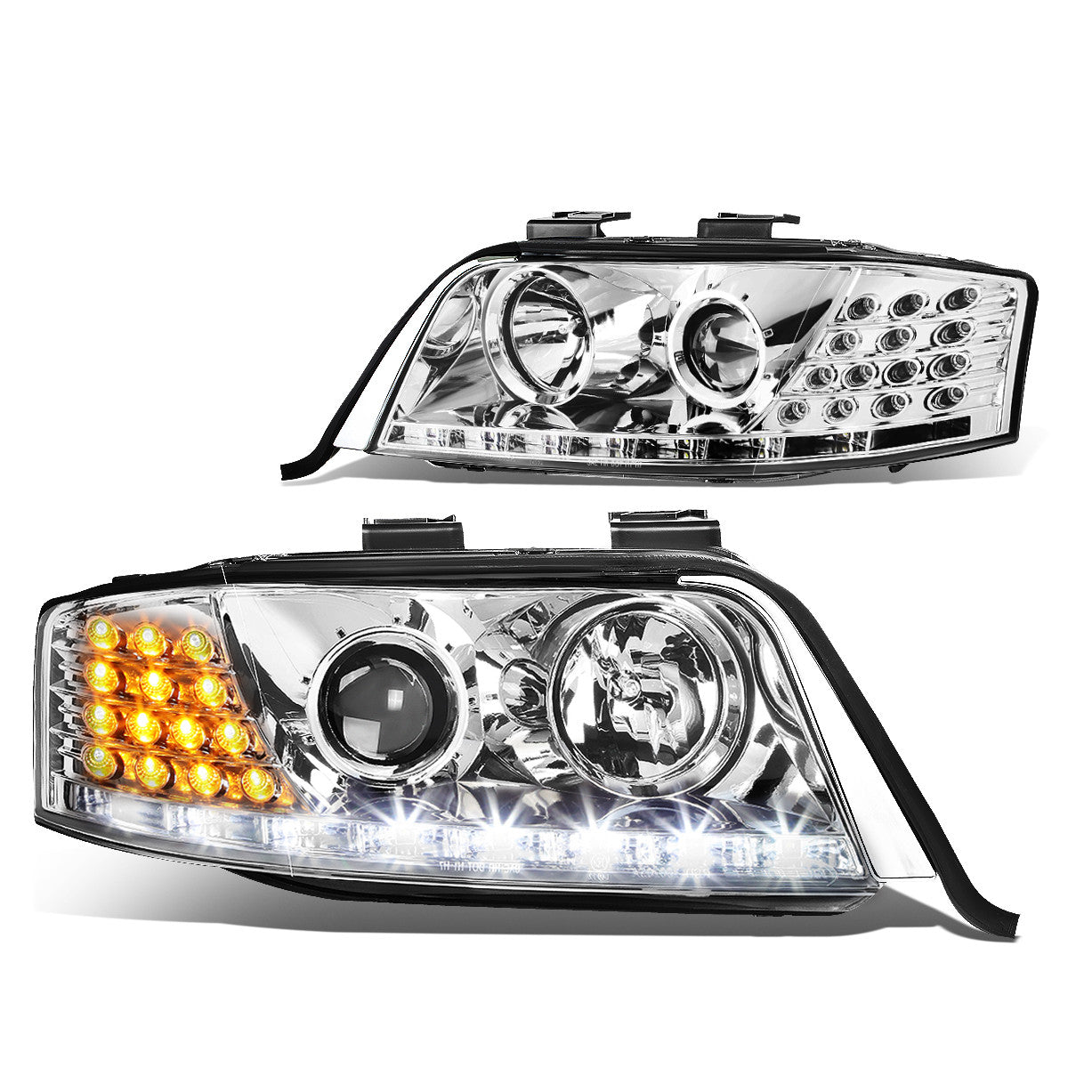 LED DRL Projector Headlights<br>98-01 Audi A6 Quattro