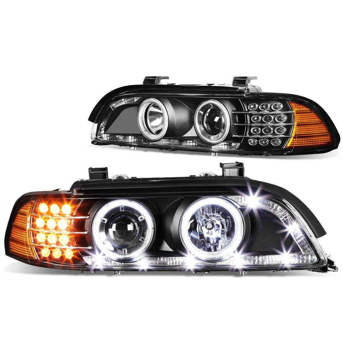 LED DRL Halo Projector Headlights<br>01-03 BMW 530i 525i