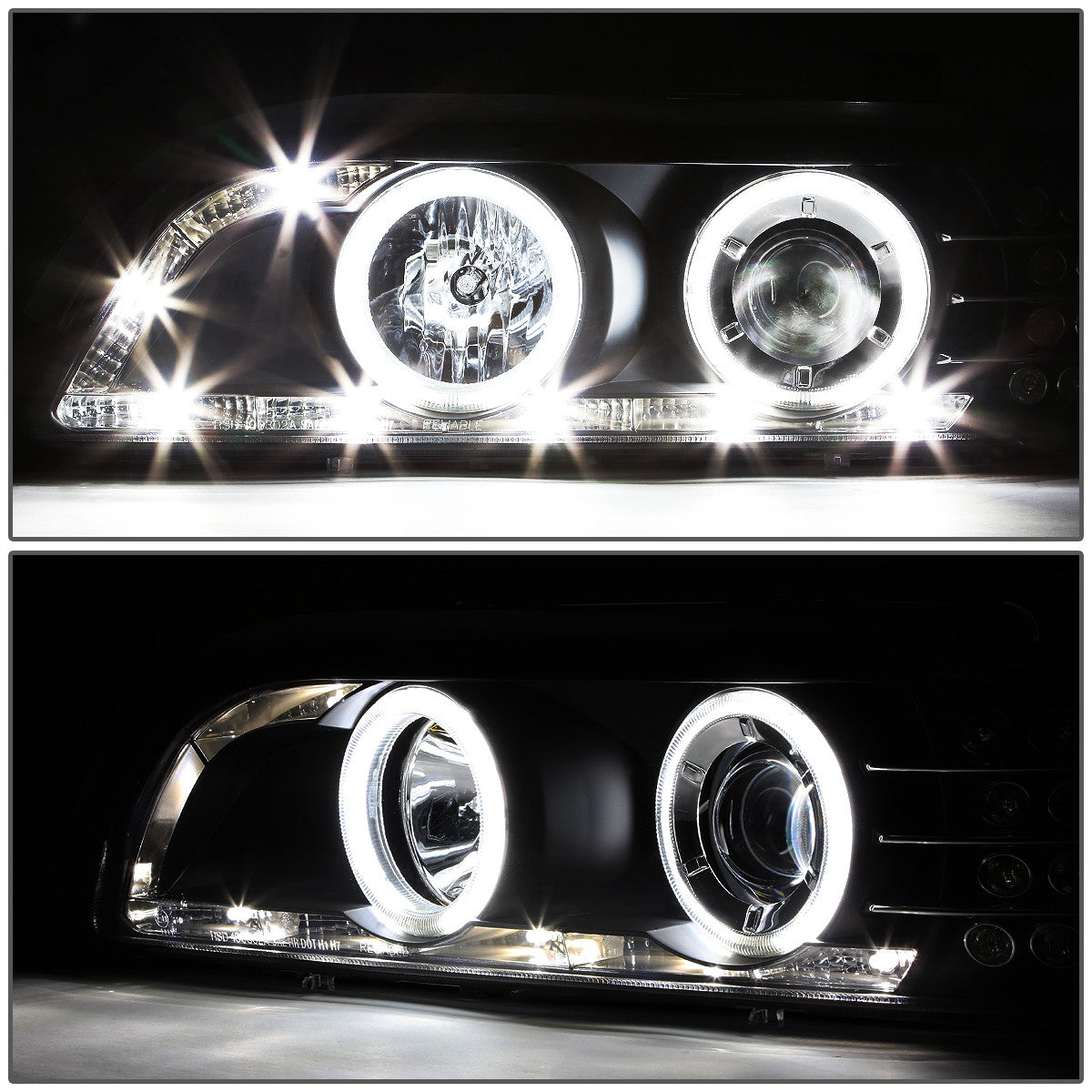 LED DRL Halo Projector Headlights<br>01-03 BMW 530i 525i