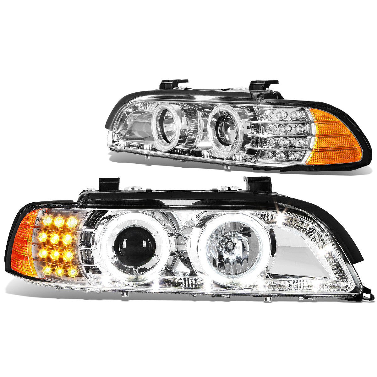 LED DRL Halo Projector Headlights<br>01-03 BMW 530i 525i