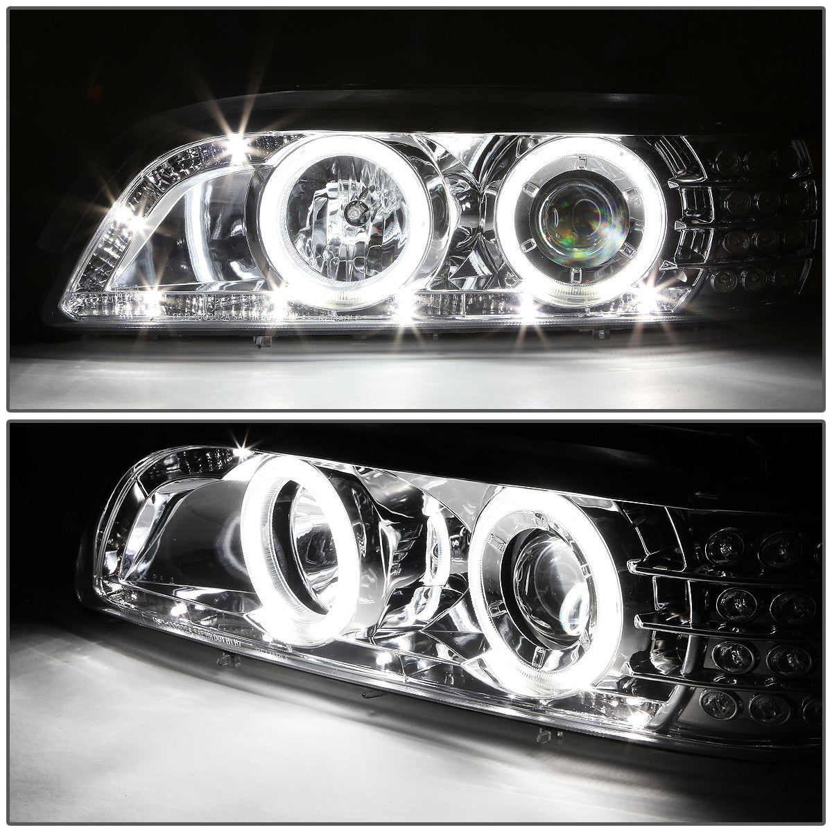 LED DRL Halo Projector Headlights<br>01-03 BMW 530i 525i