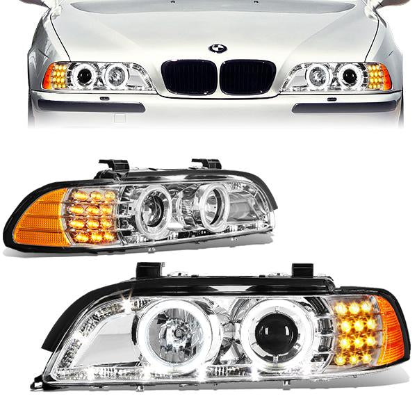 LED DRL Halo Projector Headlights<br>01-03 BMW 530i 525i