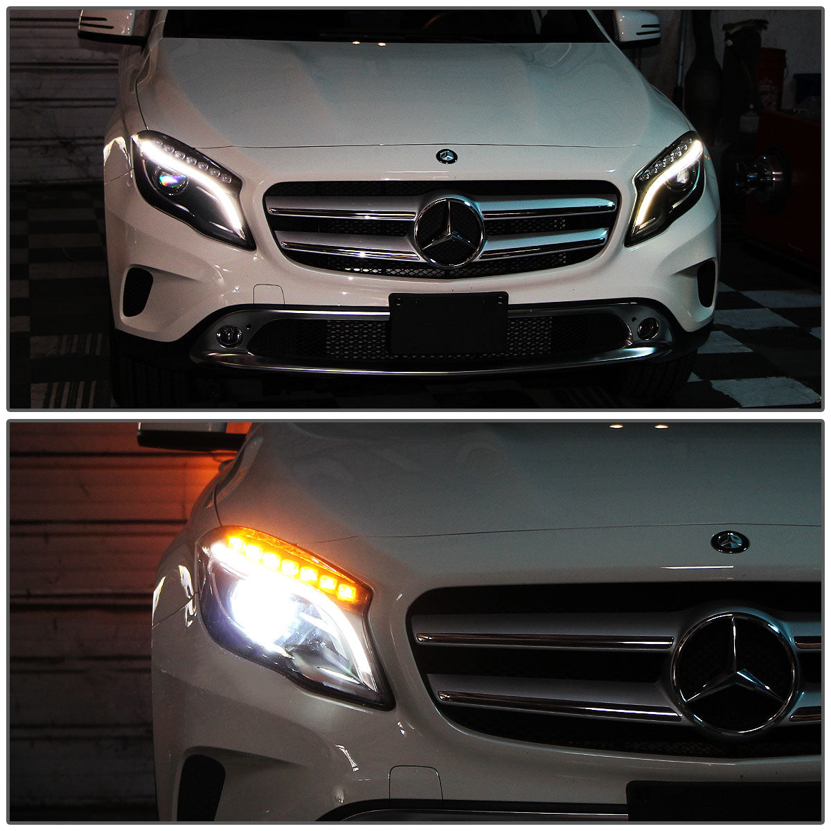 LED DRL Projector Headlights<br>14-19 Mercedes GLA180 GLA200 GLA250 GLA45 AMG