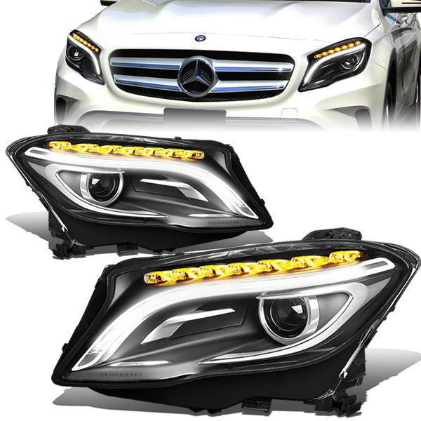 LED DRL Projector Headlights<br>14-19 Mercedes GLA180 GLA200 GLA250 GLA45 AMG