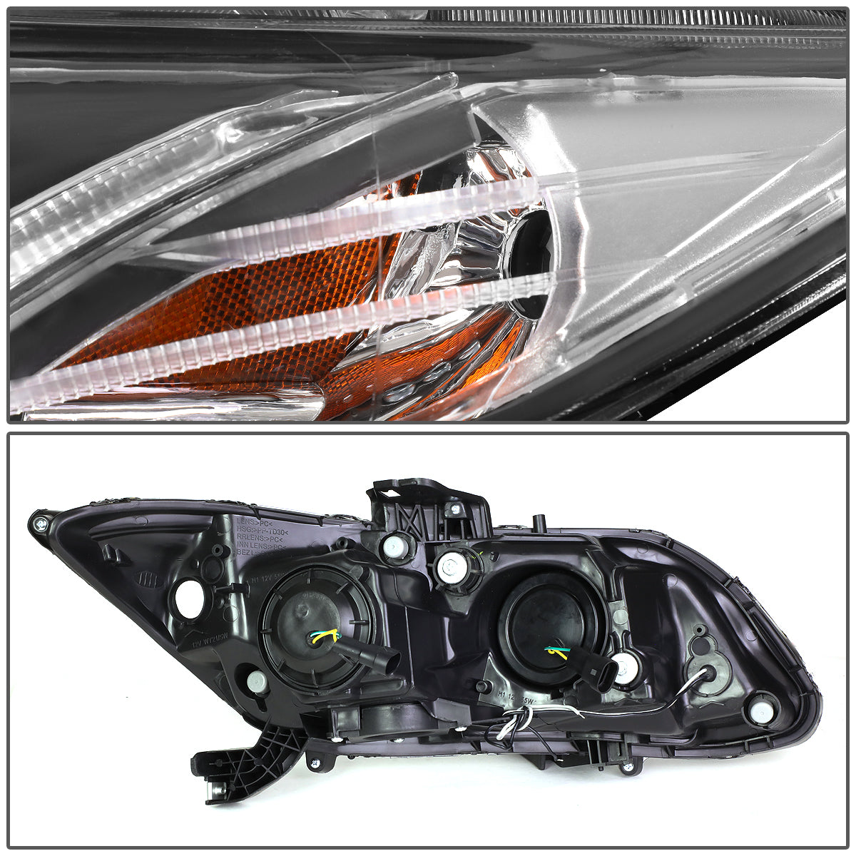 LED DRL Halo Projector Headlights<br>12-13 Honda Civic Coupe, 12-15 Civic Sedan