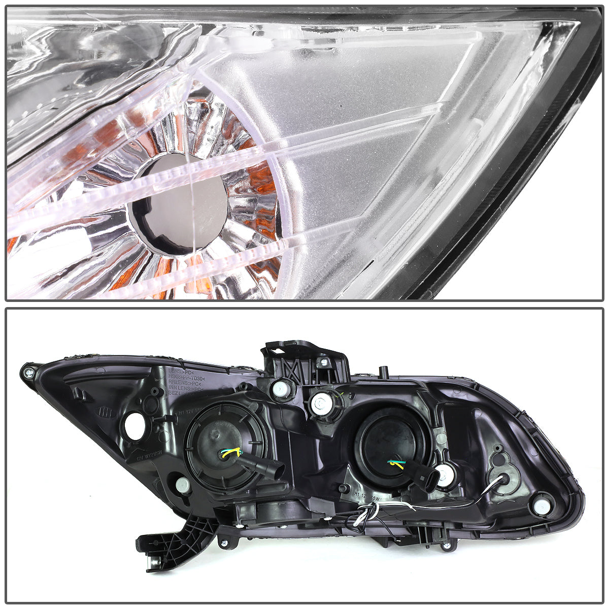 LED DRL Halo Projector Headlights<br>12-13 Honda Civic Coupe, 12-15 Civic Sedan