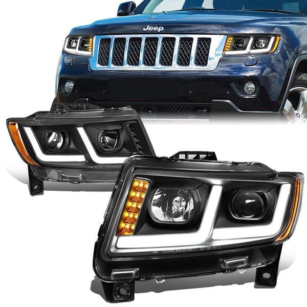 LED DRL Projector Headlights<br>11-13 Jeep Grand Cherokee