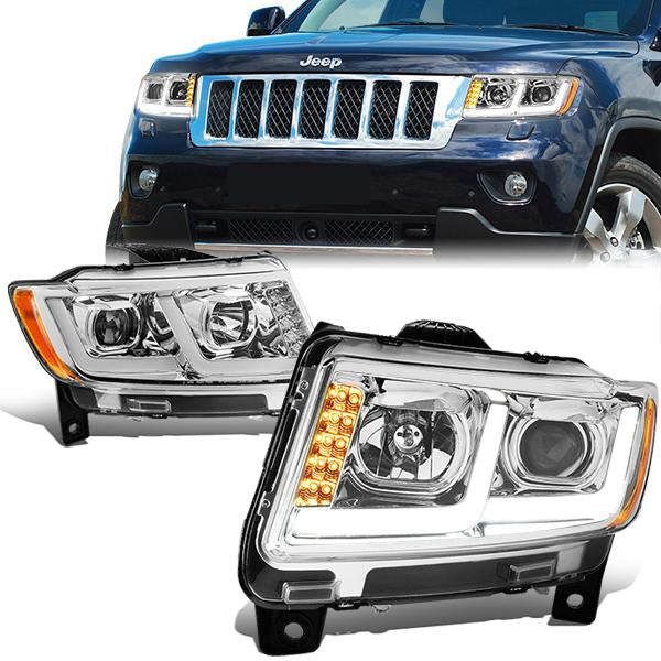 LED DRL Projector Headlights<br>11-13 Jeep Grand Cherokee