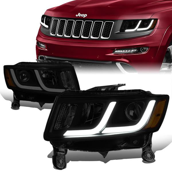 LED DRL Projector Headlights<br>14-16 Jeep Grand Cherokee Pre Facelift