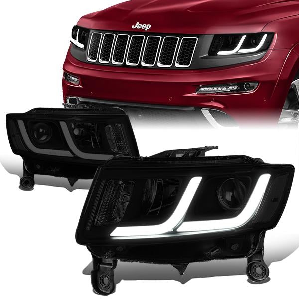 LED DRL Projector Headlights<br>14-16 Jeep Grand Cherokee Pre Facelift