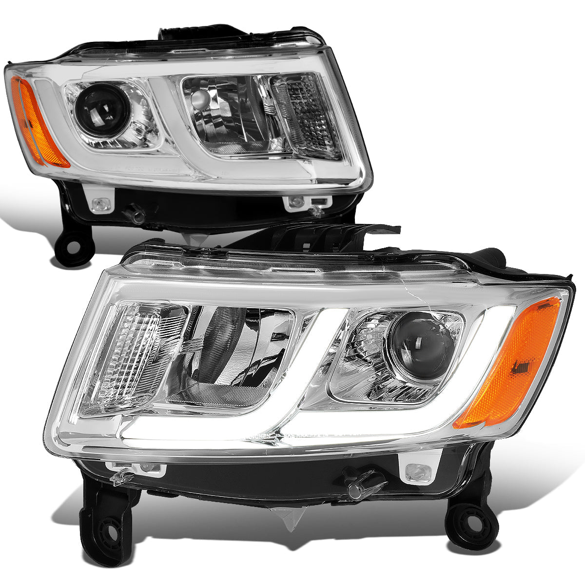 LED DRL Projector Headlights<br>14-16 Jeep Grand Cherokee Pre Facelift