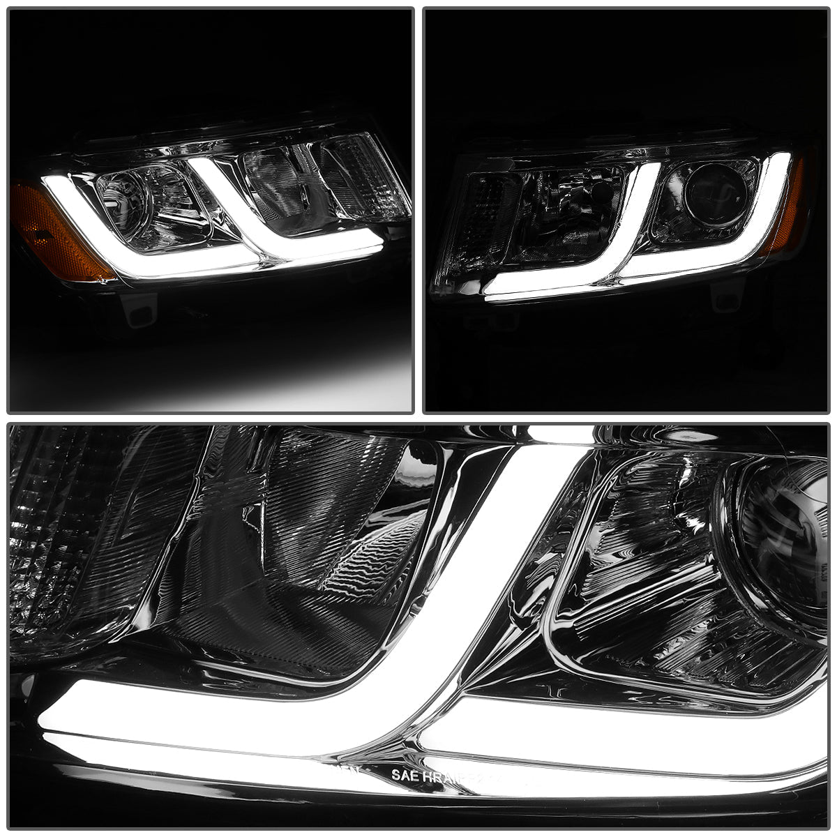 LED DRL Projector Headlights<br>14-16 Jeep Grand Cherokee Pre Facelift