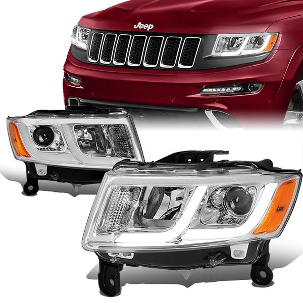 LED DRL Projector Headlights<br>14-16 Jeep Grand Cherokee Pre Facelift