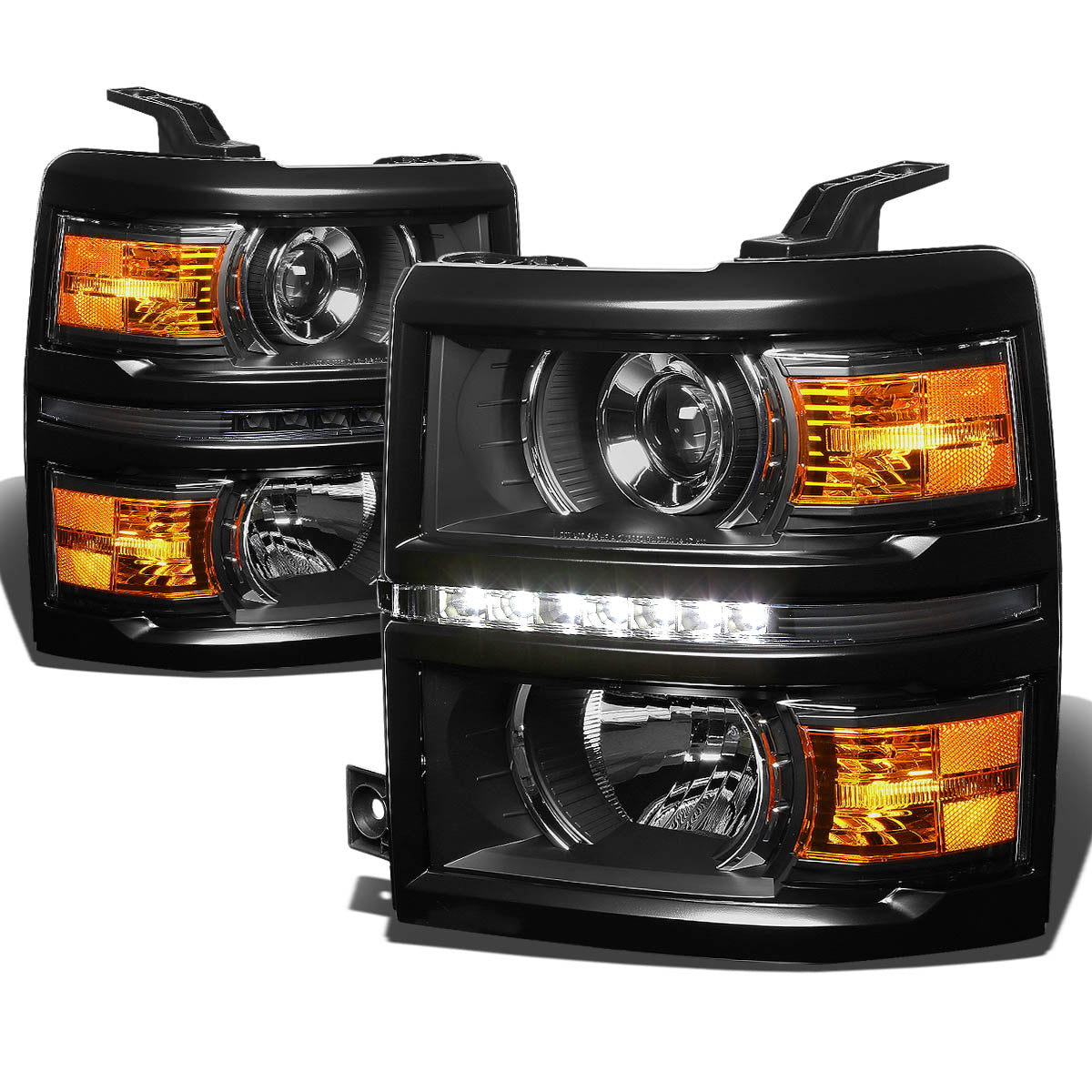 LED DRL Projector Headlights<br>14-15 Chevrolet Silverado 1500