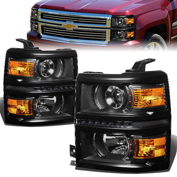 LED DRL Projector Headlights<br>14-15 Chevrolet Silverado 1500