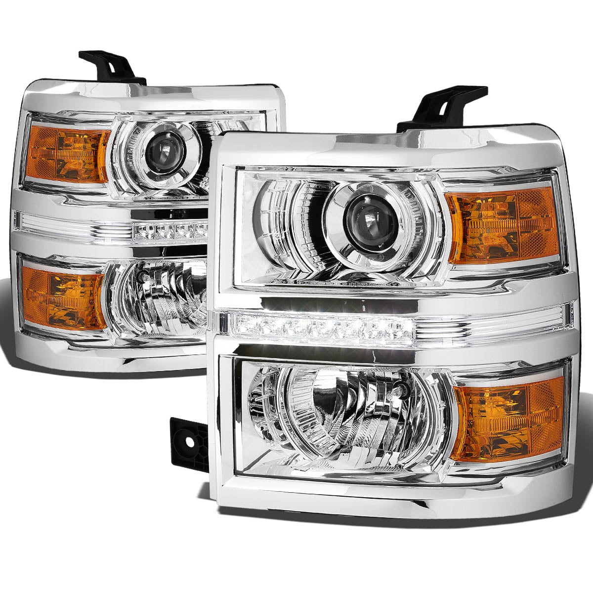 LED DRL Projector Headlights<br>14-15 Chevrolet Silverado 1500