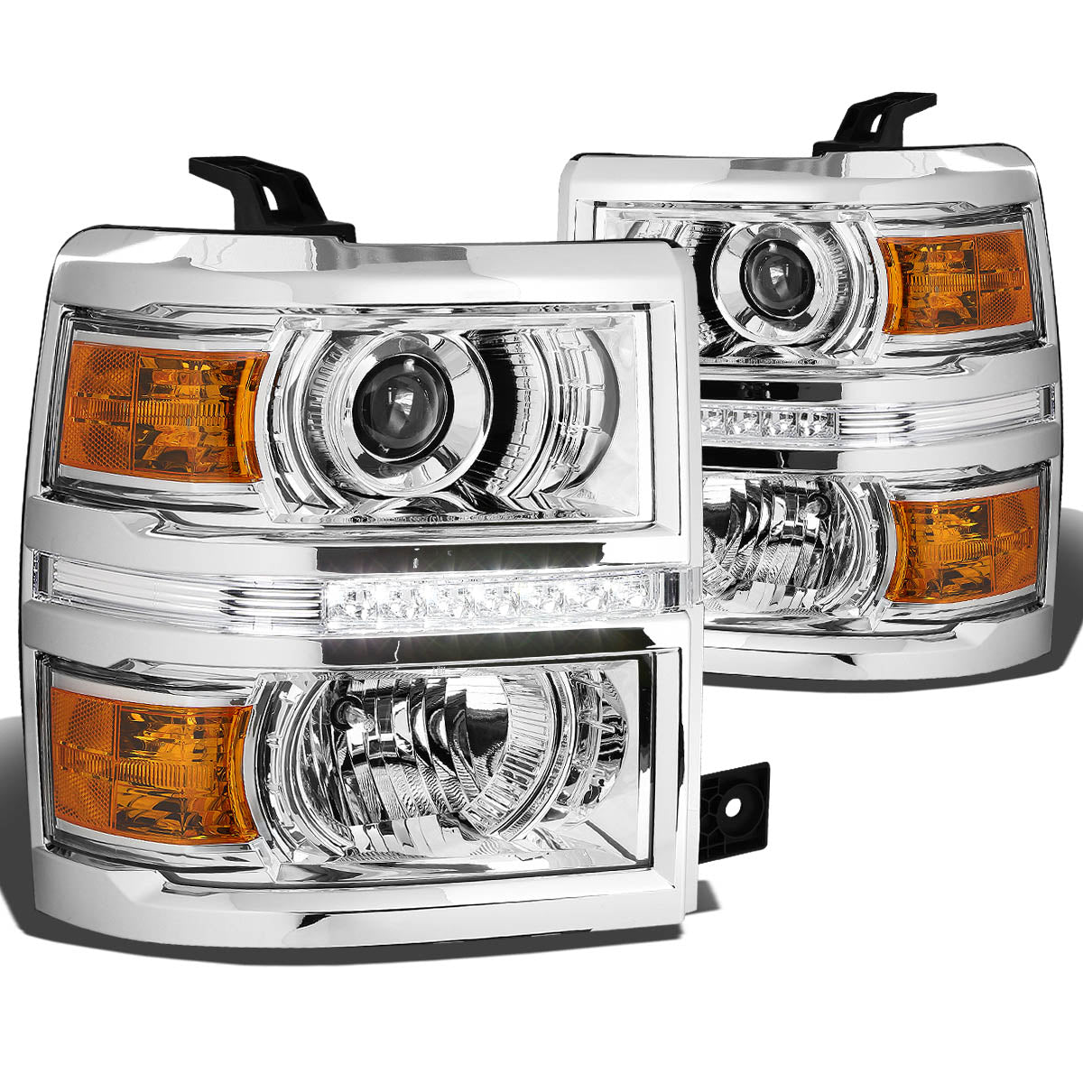 LED DRL Projector Headlights<br>14-15 Chevrolet Silverado 1500