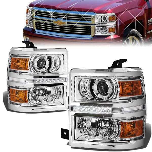 LED DRL Projector Headlights<br>14-15 Chevrolet Silverado 1500