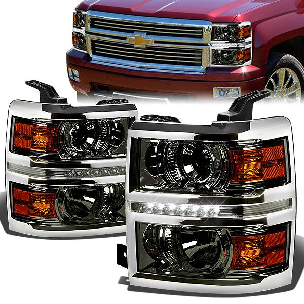 LED DRL Projector Headlights<br>14-15 Chevrolet Silverado 1500