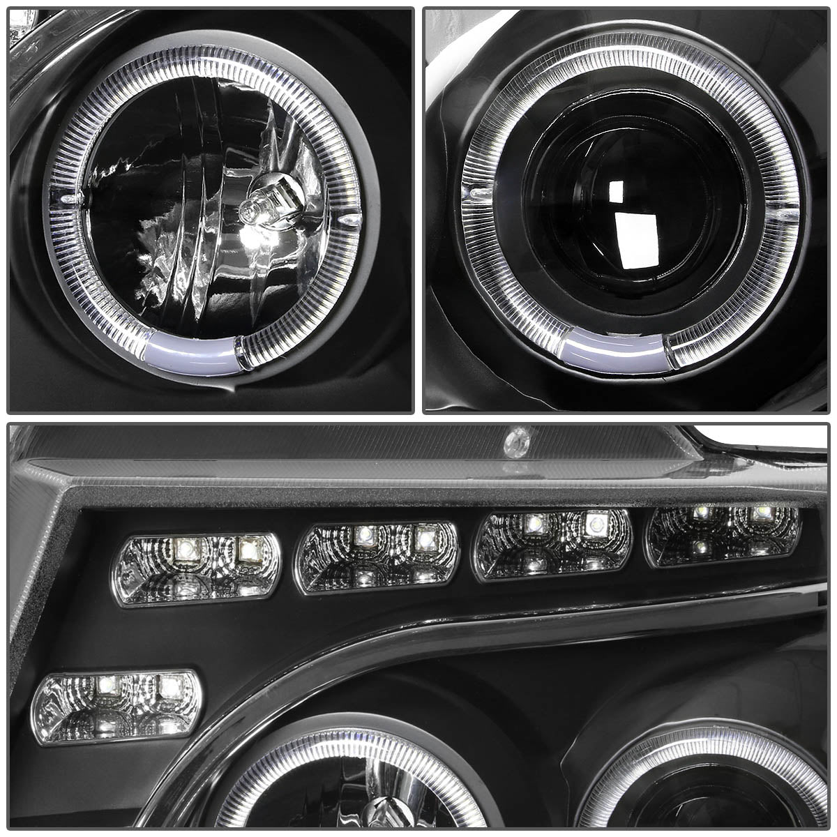 LED DRL Halo Projector Headlights<br>04-08 Ford F-150, 06-08 Lincoln Mark LT