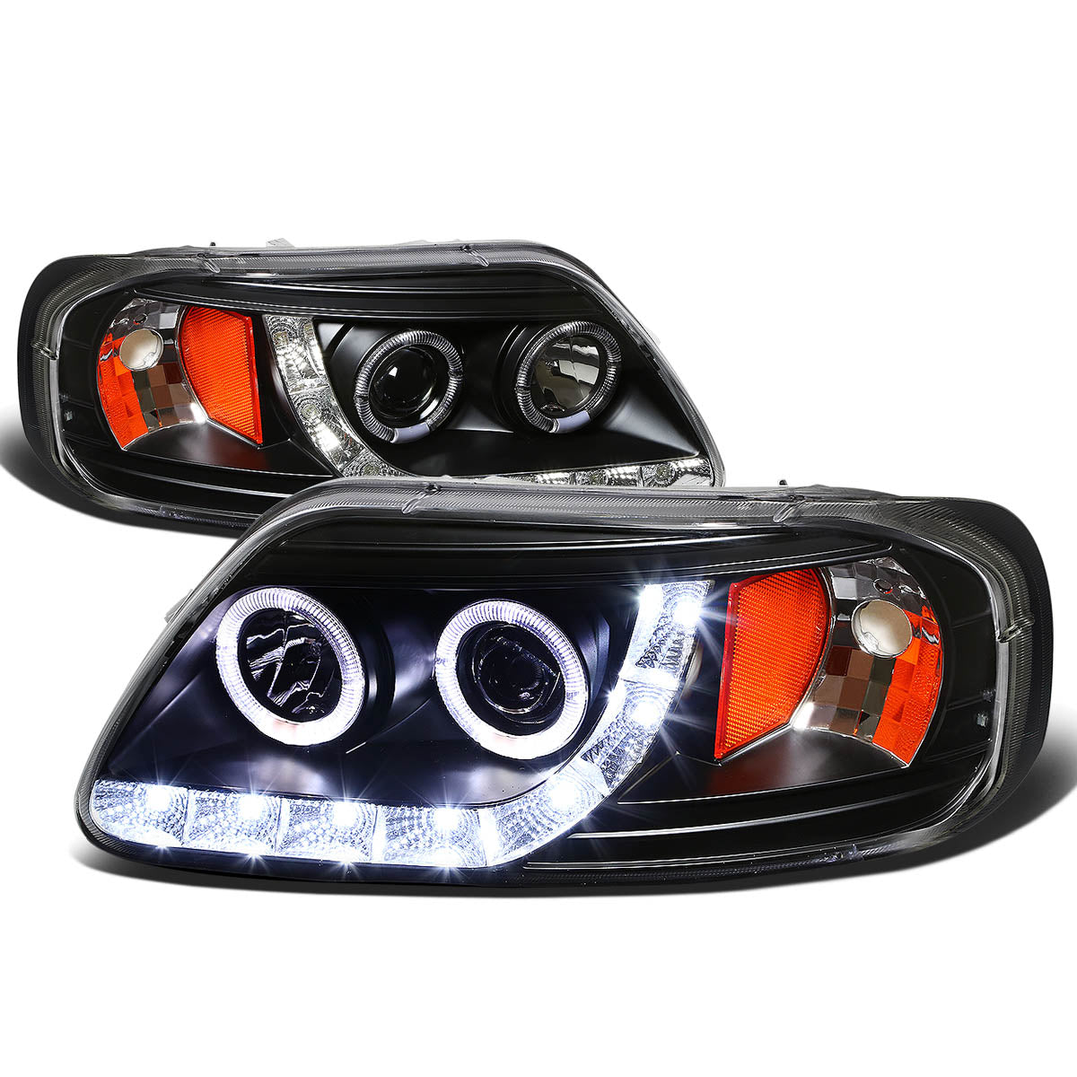 LED DRL Halo Projector Headlights<br>97-03 Ford F-150, 97-99 Ford F-250