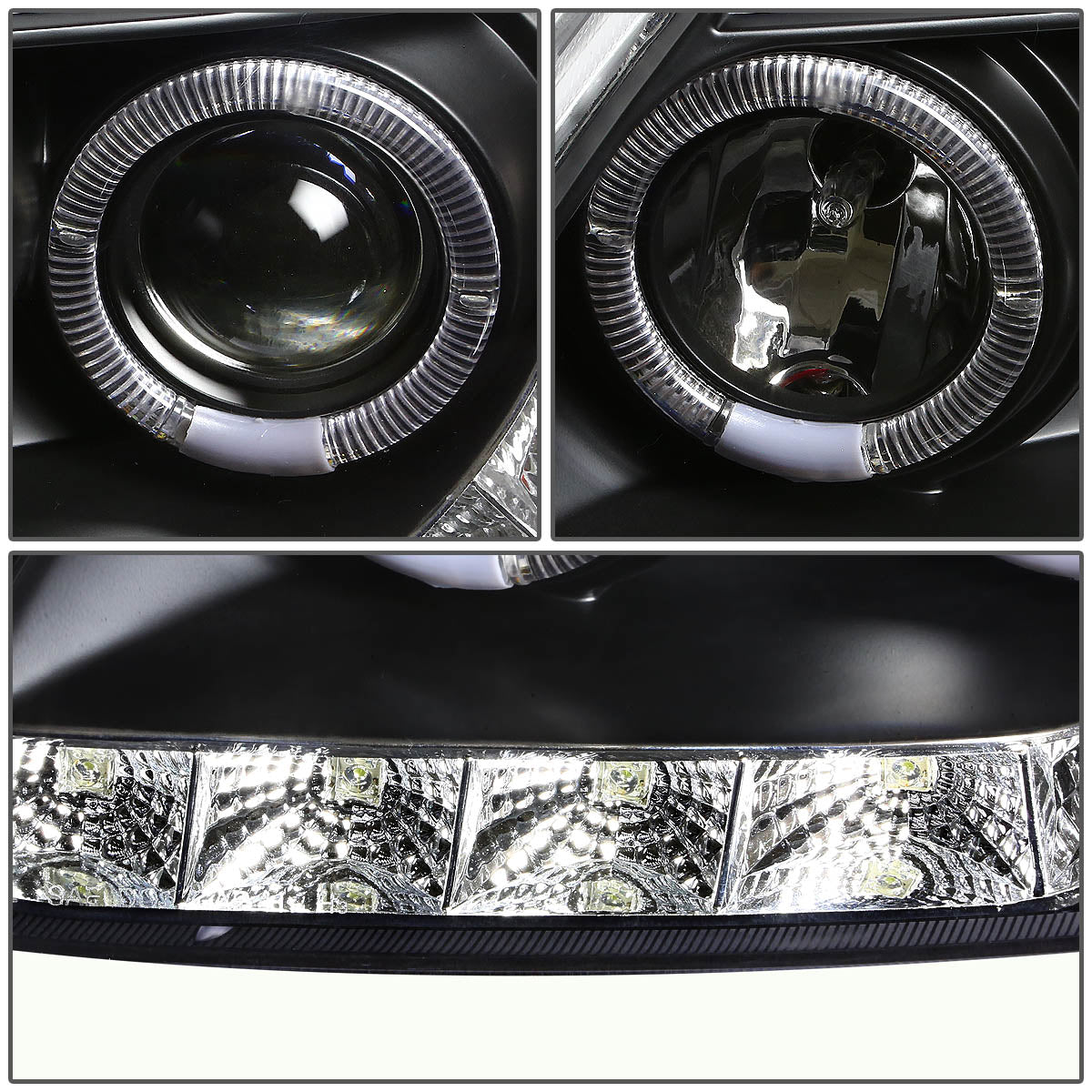 LED DRL Halo Projector Headlights<br>97-03 Ford F-150, 97-99 Ford F-250