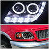 LED DRL Halo Projector Headlights<br>97-03 Ford F-150, 97-99 Ford F-250