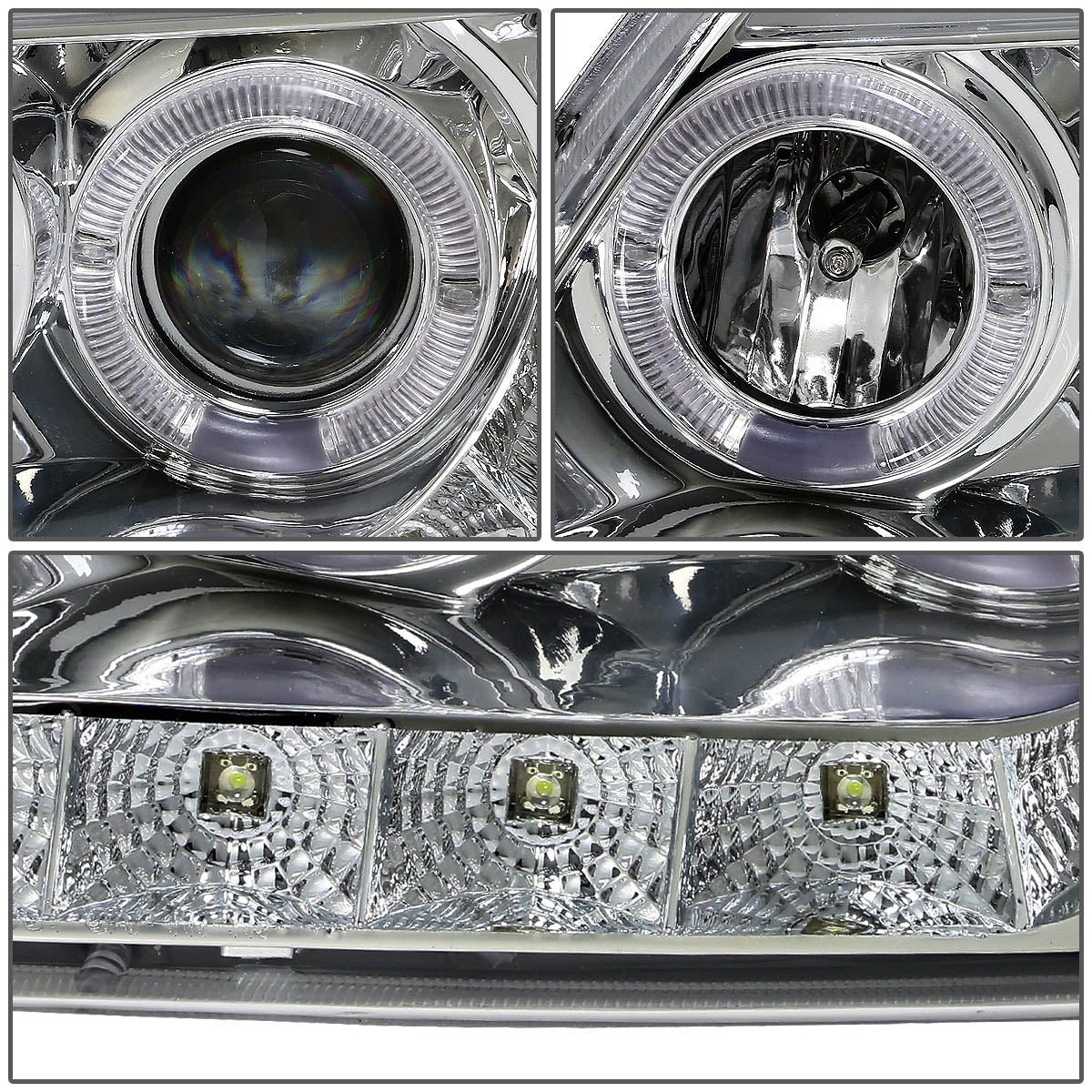 LED DRL Halo Projector Headlights<br>97-03 Ford F-150, 97-99 Ford F-250