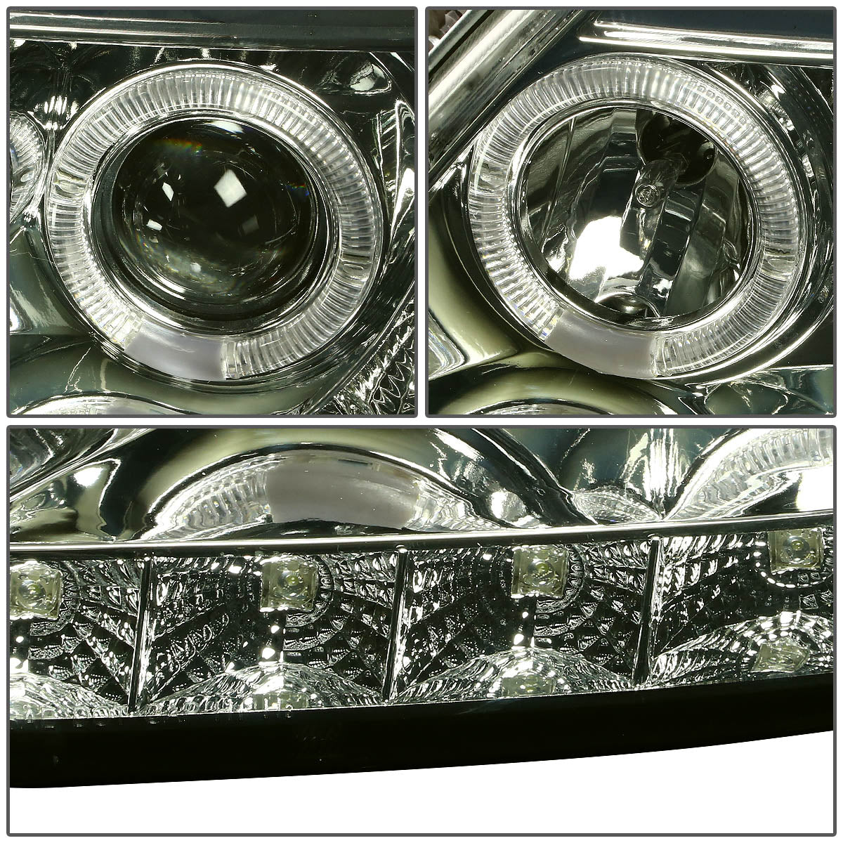 LED DRL Halo Projector Headlights<br>97-03 Ford F-150, 97-99 Ford F-250