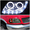 LED DRL Halo Projector Headlights<br>97-03 Ford F-150, 97-99 Ford F-250