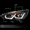 LED DRL Halo Projector Headlights<br>15-18 Ford Focus