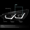 LED DRL Halo Projector Headlights<br>15-18 Ford Focus